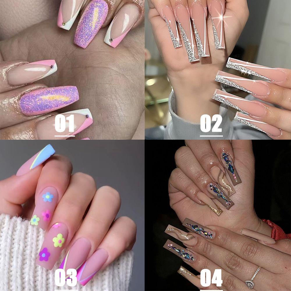 Set 24 Móng Tay Giả Lấp Lánh Cho Nữ