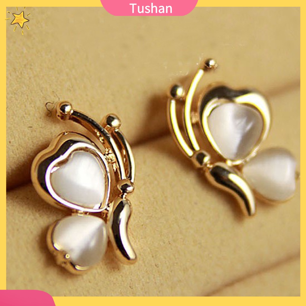 Hoa tai mạ vàng hình bướm đính đá thời trang cho nữ