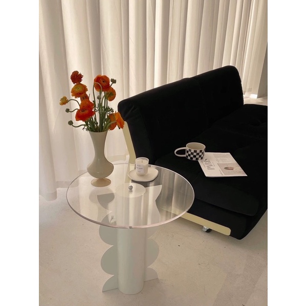 Bàn cafe acrylic thân viền gợn sóng phong cách Hàn Quốc || Flower Tab