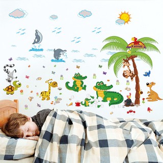 decal dán tường sở thú và cá sấu