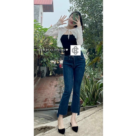 Set Hai Chi Tiết Áo Len Hai Dây Kèm Áo Khoác Mongtoghi mỏng Siêu Điệu