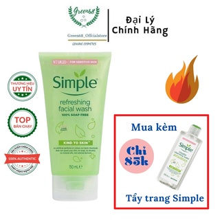 Sữa Rửa Mặt Simple  Gel 150ml Không Xà Phòng, Hương Liệu, Ít Bọt Giúp Da Sạch Thoáng Dành Cho Mọi  Loại Da, Da Nhạy Cảm