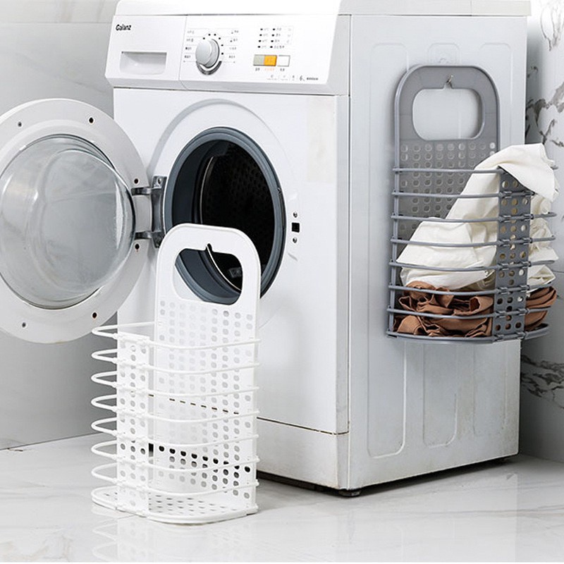 Giỏ Nhựa Đựng Quần Áo Và Đồ Dùng Sinh Hoạt Treo Tường, Hông Máy Giặt... Có Thể Gấp Gọn