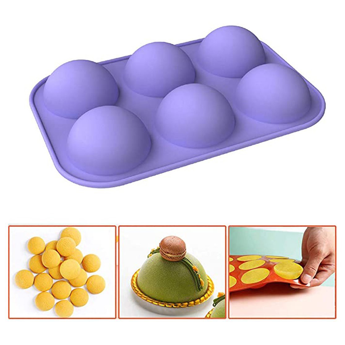 Khuôn Silicone Làm Bánh 6 Ngăn Hình Bán Nguyệt Sáng Tạo