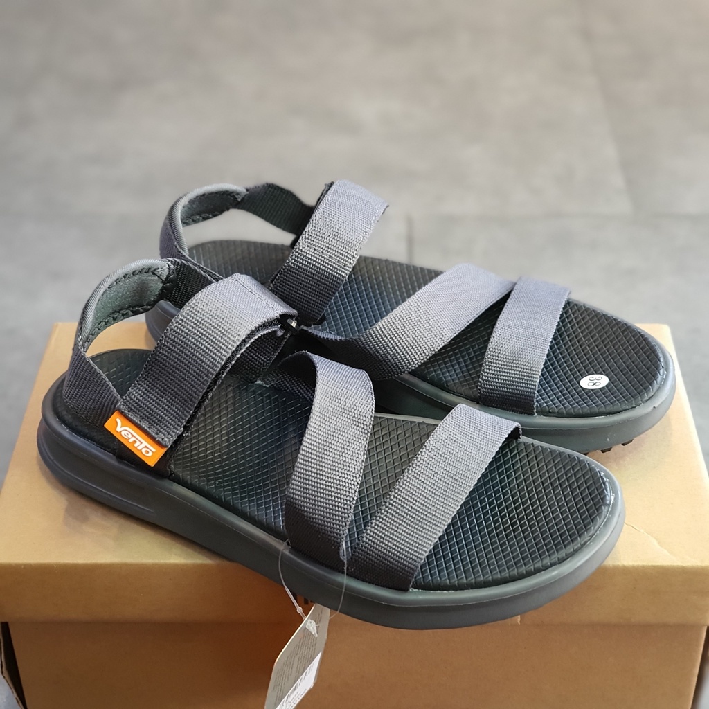 Sandal Vento chính hãng nam nữ SD-NB35 màu xám tro quai chéo, Dép quai hậu đế bằng đi học không gây mùi