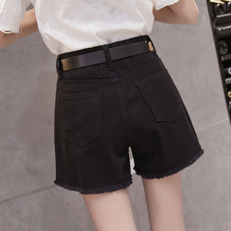 Quần Short Denim Rách Dáng Rộng Phong Cách Hàn Quốc Thời Trang Mùa Hè Cho Nữ