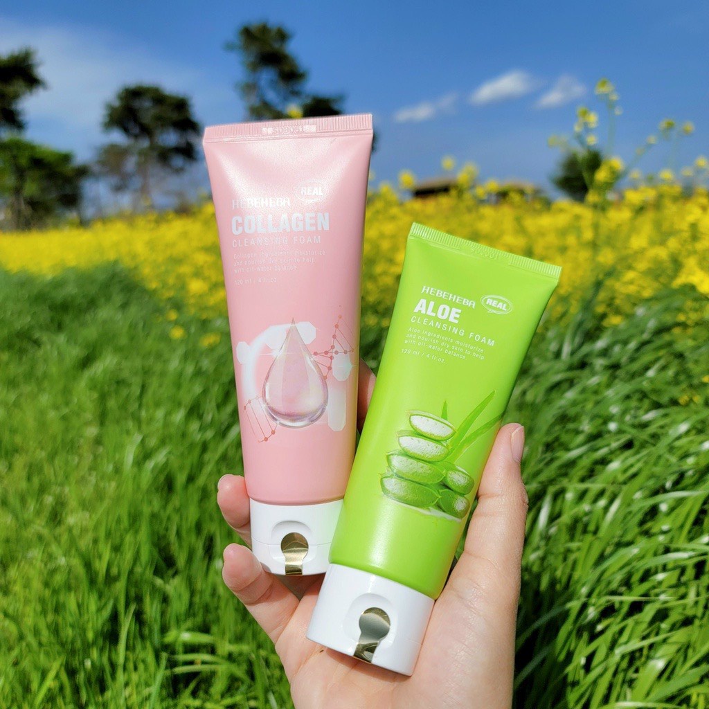Sữa Rửa Mặt Trắng Da Chiết Xuất Lô Hội Hebeheba Real Aloe Cleansing Foam 120ml