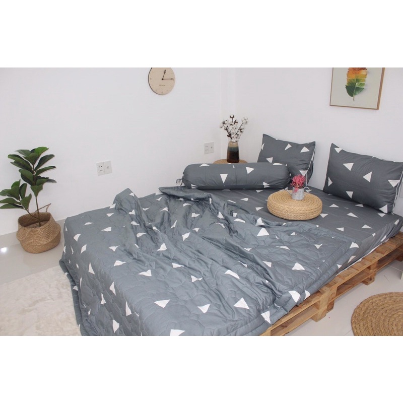 Drap Cotton 100%, ga trãi giường cao cấp in logo  TAM GIÁC