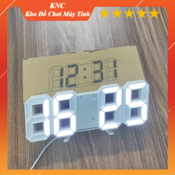 Đồng Hồ LED 3D Treo Tường Hoặc Để Bàn Smart Clock Phiên Bản Màu Trắng.