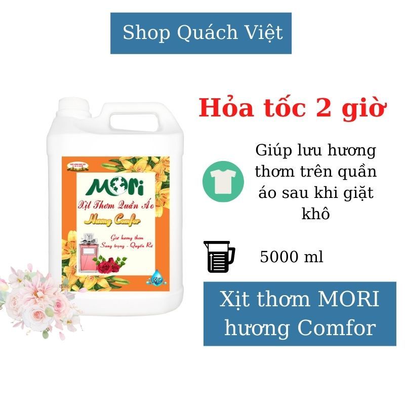 Xịt thơm quần áo MORI hương Comfor - dành cho các cửa hàng giặt sấy, giặt là, giặt ủi, can 5L