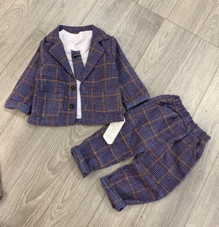 BỘ VEST CAO CẤP DẠ KẺ CHO BÉ (hình thật)