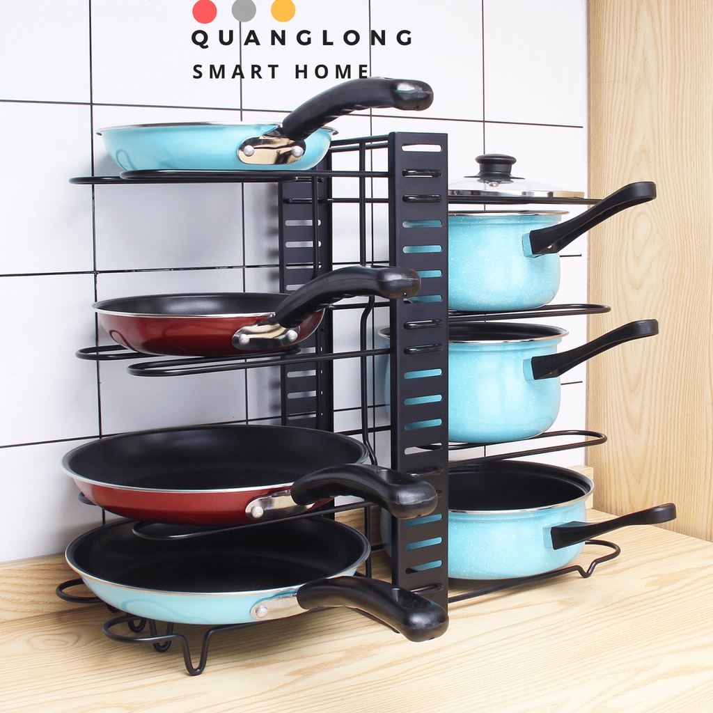 Gía để chảo QUANGLONG Kệ để xoong nồi đa năng nhiều tầng sang xịn mịn { H }
