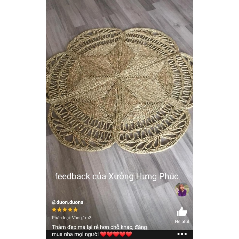 Thảm cói, thảm tròn decor trải sàn chụp ảnh hàng xuất khẩu HUNGPHUC size 1m