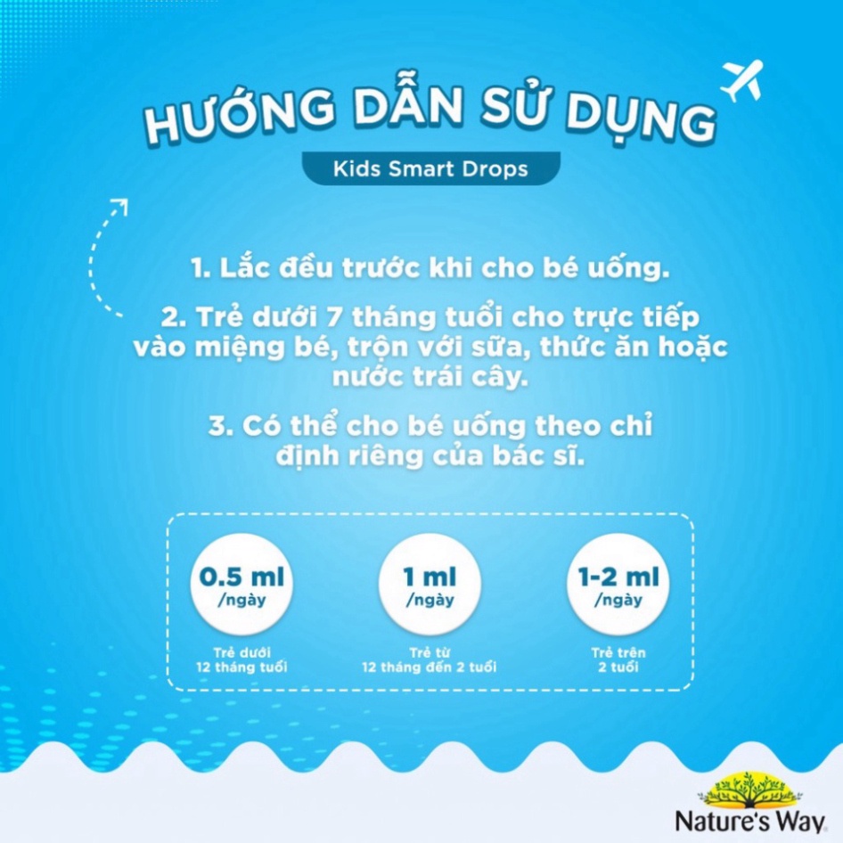 DHA Dạng Giọt Giúp Tăng IQ, Phát Triển Não Bộ Cho Bé 20ml | DHA Nature's Way Kids Smart Drops