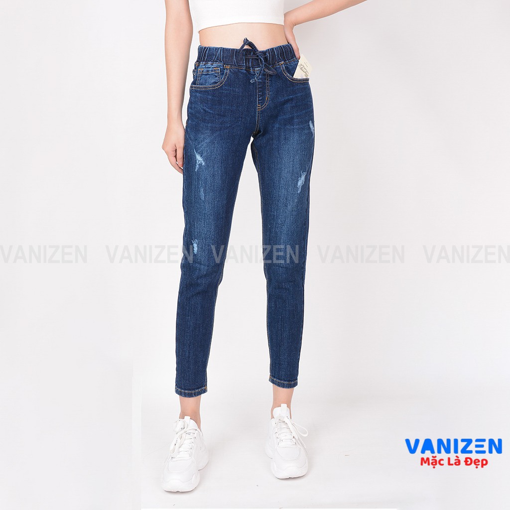 Quần jean nữ ống rộng baggy đẹp lưng cao cạp chun rách nhẹ hàng hiệu cao cấp mã 331 VANIZEN