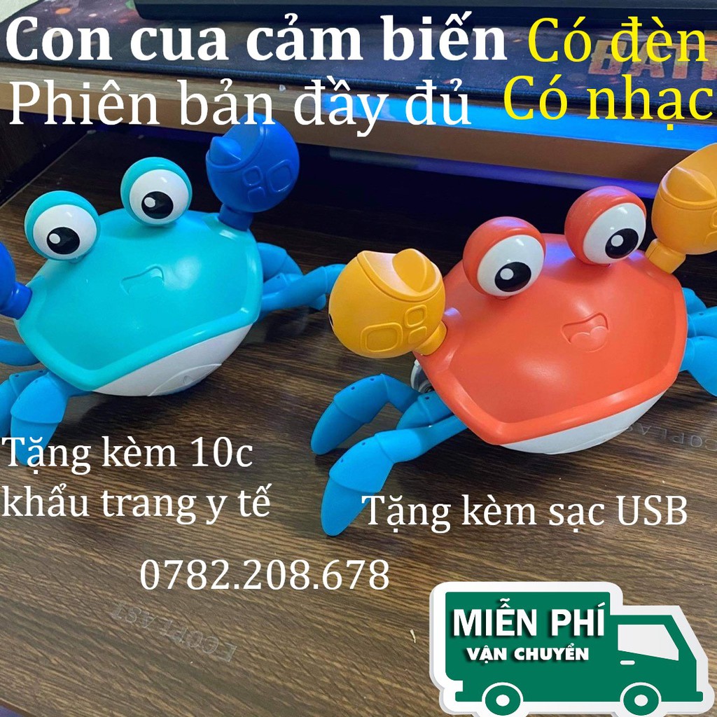 Đồ chơi con cua cảm biến thông minh tự tránh các chướng ngại vật có đèn có nhạc cảm biến rất tốt tặng kèm sạc USB