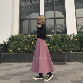Chân váy màu tím hồng