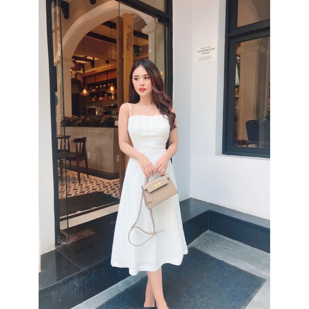 Đầm dự tiệc xếp ly ngực, thời trang dự tiệc dạo phố cực dễ thương mã [XEP LY CT] | BigBuy360 - bigbuy360.vn