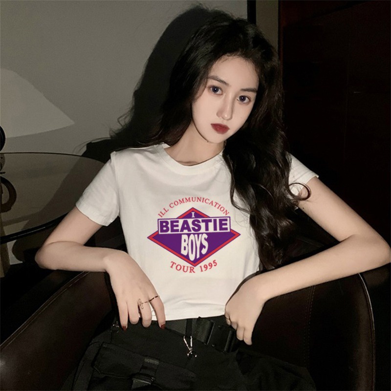 Áo thun ZHELIHANGFEI ngắn tay in họa tiết xinh xắn thời trang dành cho nữ