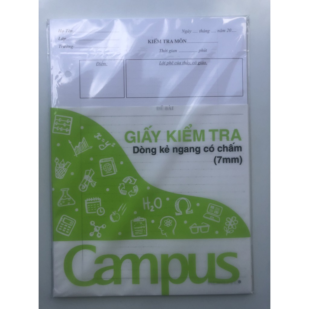 Tập giấy kiểm tra cấp 2 Campus có chấm thông minh BS70G - 25 tờ đôi