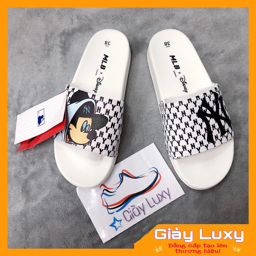 Dép Da Mềm Quai Ngang N.Y Micky Trắng Cao Cấp - Giày Luxy