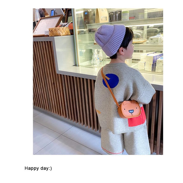 Túi Đeo Chéo Hình Gấu Hoạt Hình Dễ Thương Phong Cách Hàn Quốc Cho Bé