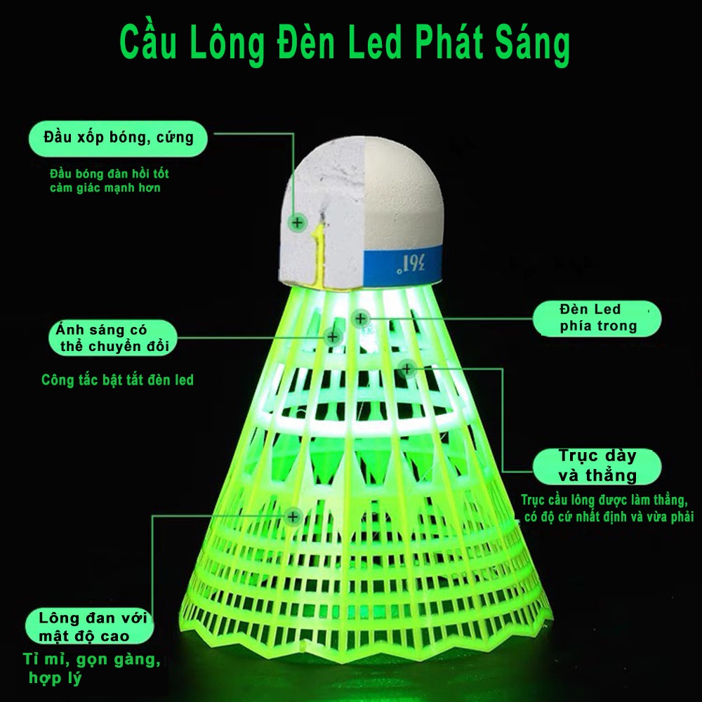Đồ chơi thể thao, quả cầu đánh cầu lông, Quả Cầu Lông Có Đèn LED Phát Sáng Chất Lượng Cao