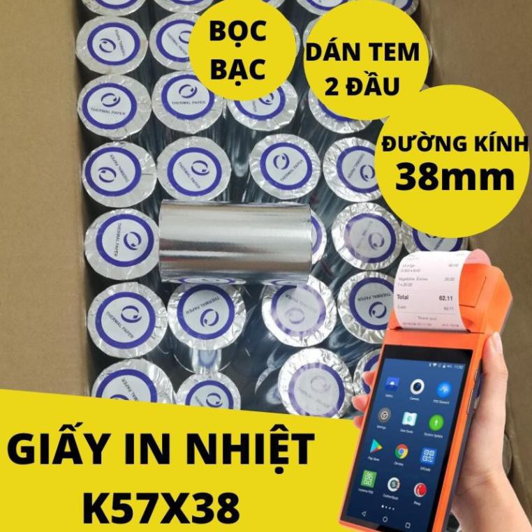 Giấy In Bill K57 - Giấy In Nhiệt K57 Cho Máy Cà Thẻ, Pos cầm tay Now Delivery/ Grab / Goviet 57x38 (