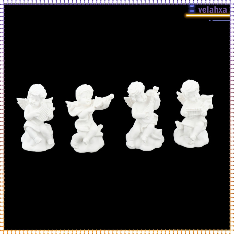 4Pcs 1/12 Scale Dollhouse Ornaments White Angel Music Performer, Collectible Miniature Figurines for Home Office Outdoor Decor, 1.57x1.57x2.36inch