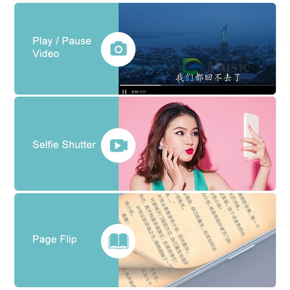 〖MUSIC〗musicworld Camera Shutter BT Remote Shutter Self Timer Page Flip Video Record Remote Controller for Android iOS Smart Phones