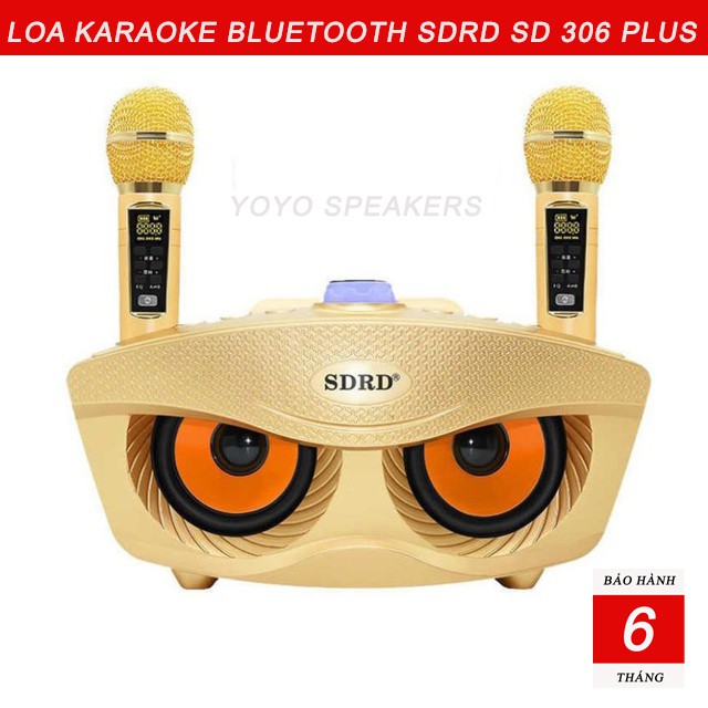 Loa karaoke bluetooth SDRD SD 306/SD 306 Plus, Loa bluetooth karaoke mini kèm 2 micro hát karaoke Không dây - BH 6 tháng