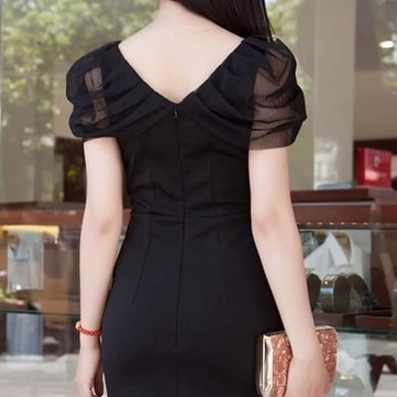 Đầm Body Công Sở Dự Tiệc Sang Trọng Bigsize AMYRA ,Thiết Kế Dáng Ôm Tay Phối Lưới Quyến Rũ Thanh Lịch Cao Cấp DA193