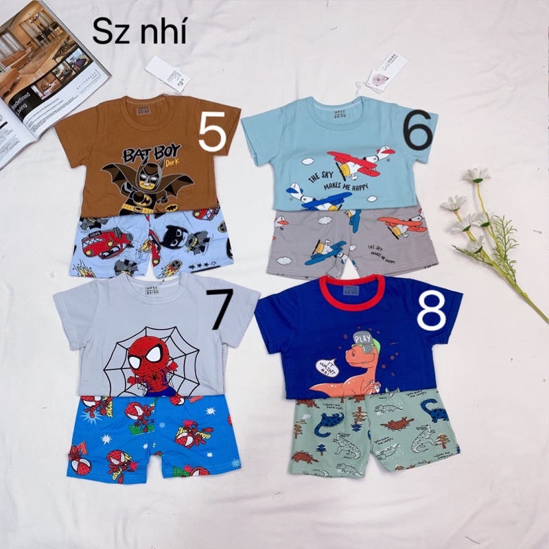 (8-15KG)Bộ cộc tay xuất Hàn cotton lạnh Quảng Châu cho bé sz nhí (55-60-65)- Bảng màu 2022