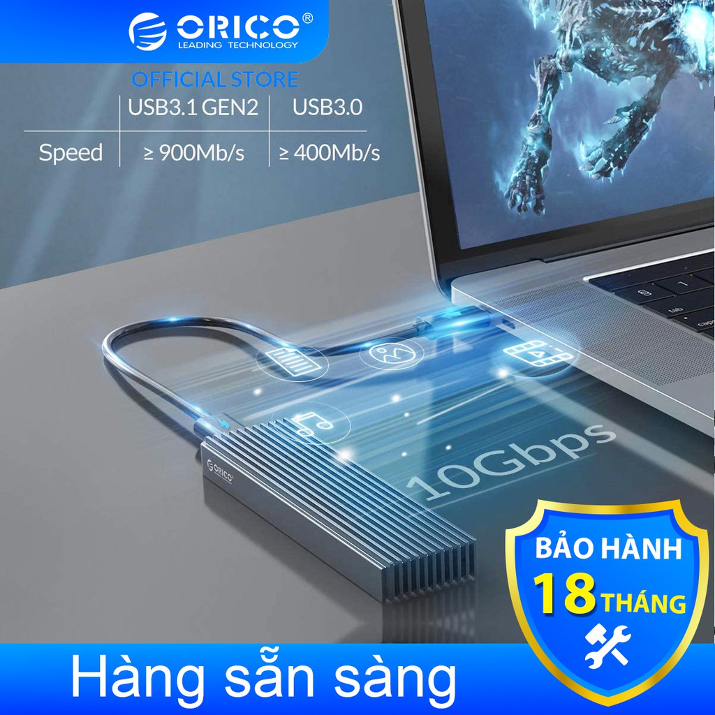 [ORICO]Vỏ Ổ cứng M.2 SSD USB C Gen2 10Gbps PCIe M2 SATA NVME NGFF 5Gbps dành cho 2230/2242/2260/2280 SSD (M2PF-C3)