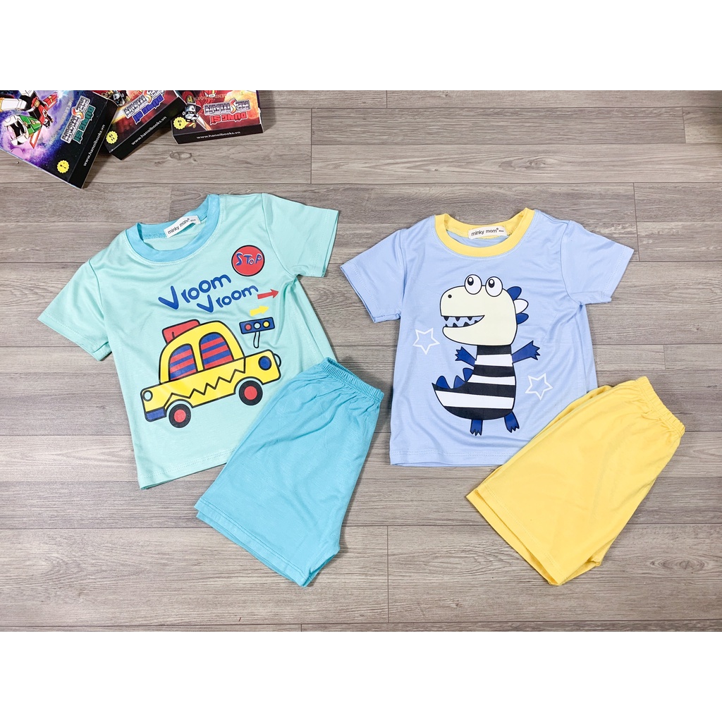[SALE] Bộ Cộc Tay Cho Bé Trai, Bé Gái Minky Mom Vải Thun Lạnh Hoạ Tiết Hươu Cao Cổ,  Đồ Bộ Cho Bé Mặc Nhà MKM2227