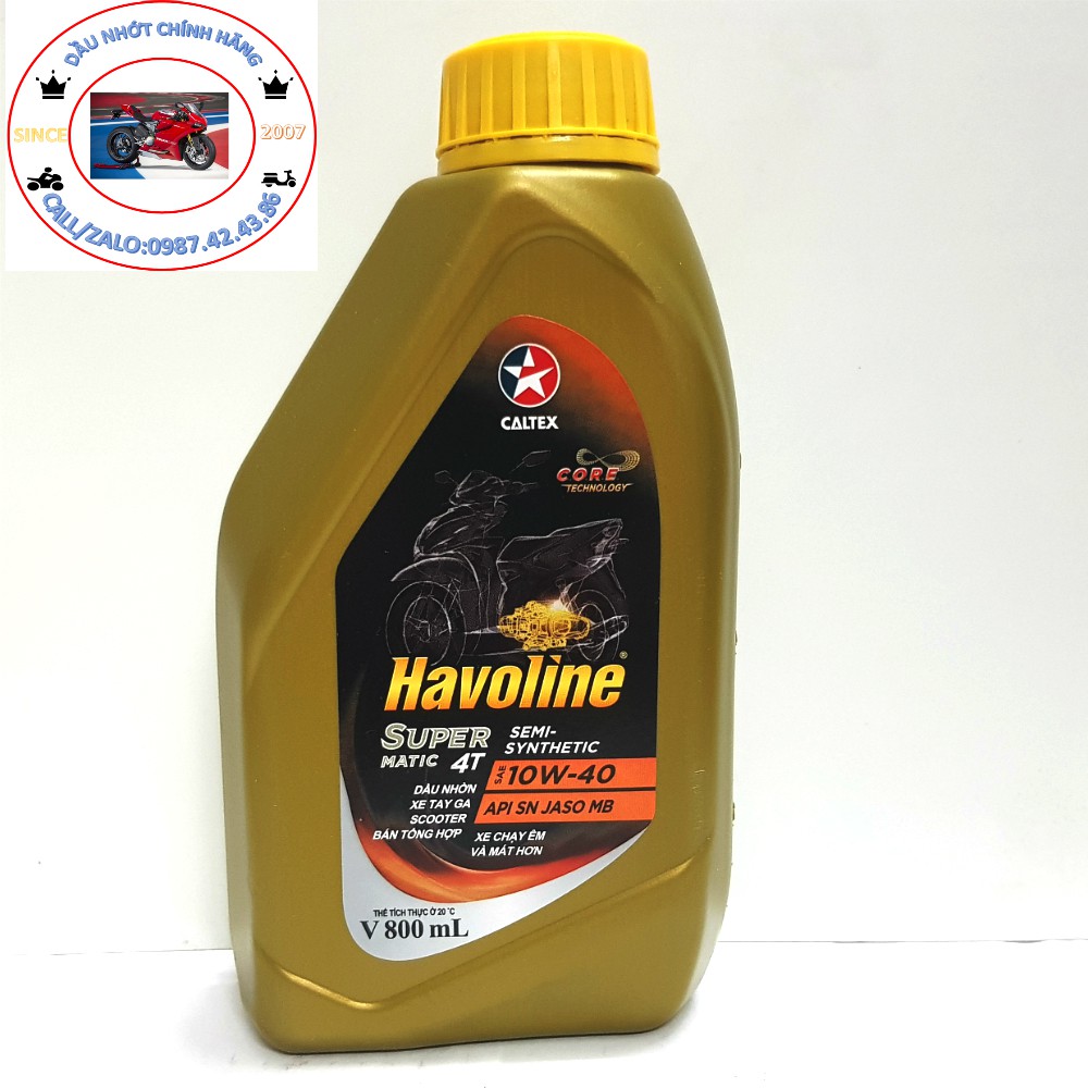 Nhớt Xe Tay Ga 0.8L-1L Caltex Havoline 10W40 SEMI (Bán Tổng Hợp)