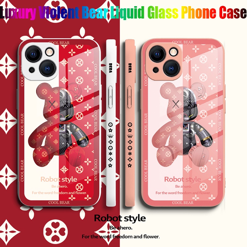 Ốp Điện Thoại Dạng Lỏng Mặt Kính In Hình Gấu Hoạt Hình Sang Trọng Có Dây Đeo Cho iPhone 11 Pro Max 11 Pro 11 XSMAX XR XS 8 7 Plus SE2020