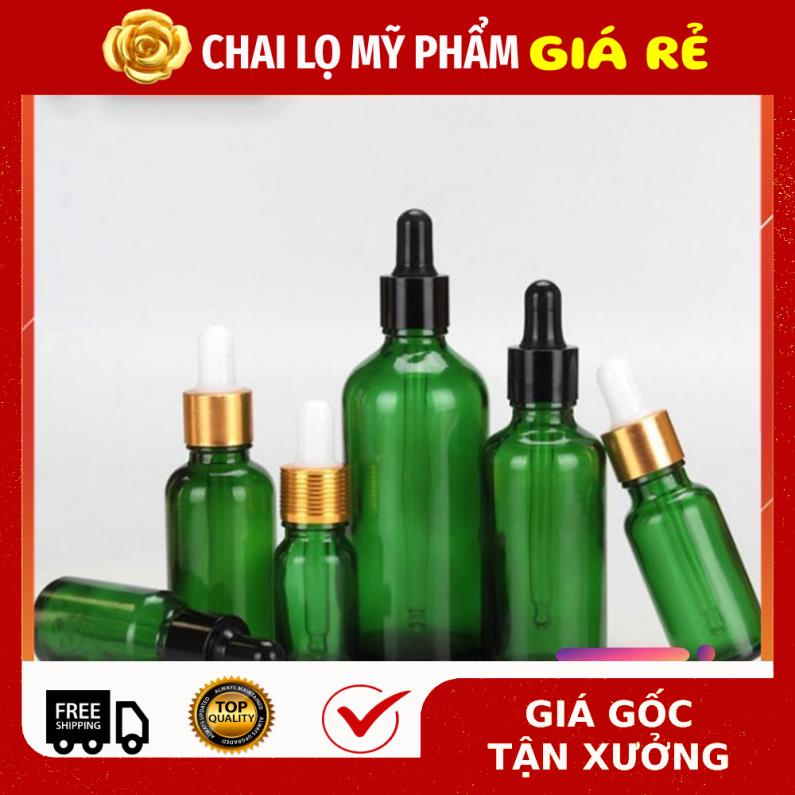 Lọ Chiết Serum ❤ RẺ VÔ ĐỊCH ❤ [30ml] Lọ đựng tinh dầu Xanh lá chiết serum Khoen Vàng,Đen,Bạc chai lọ thủy tinh .