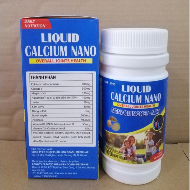 LIQUID CALCIUM NANO Bổ sung canxi giúp xương chắc khoẻ.