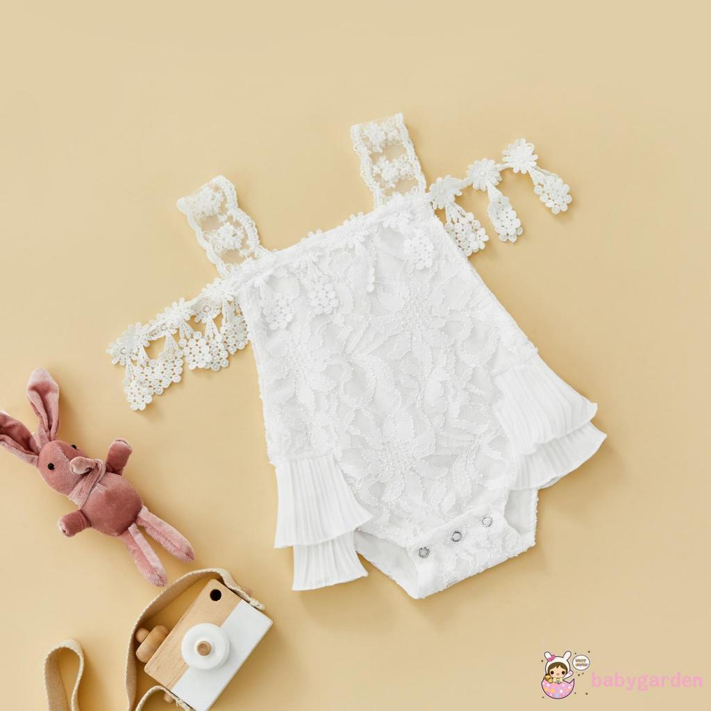 BABYGARDEN-0-24months Baby Girl Summer White Off The Shoulder Ruffled Romper Bodysuit Birthday Gift