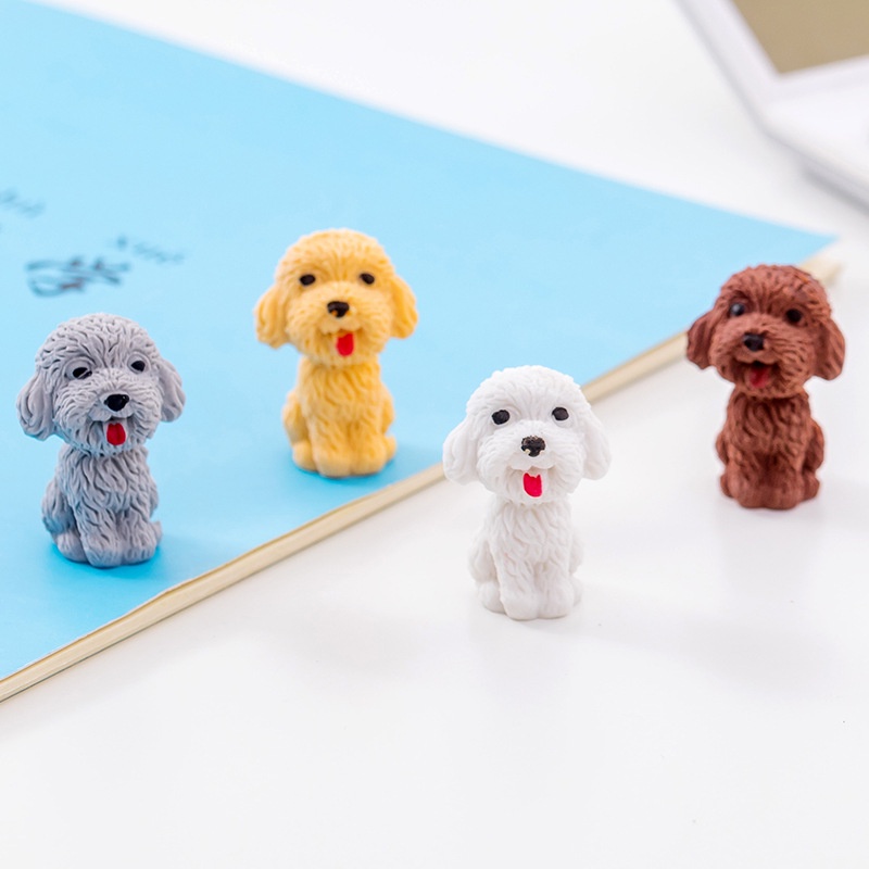 Bộ 1/2 Cục Tẩy Bút Chì Hình Chú Chó Teddy Hoạt Hình 3.5*2.5CM/ Mini