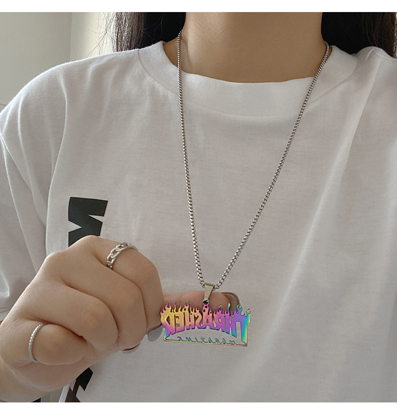 Dây Chuyền Thép Titan Không Gỉ 22732 Có Khắc Chữ Phong Cách Hip Hop