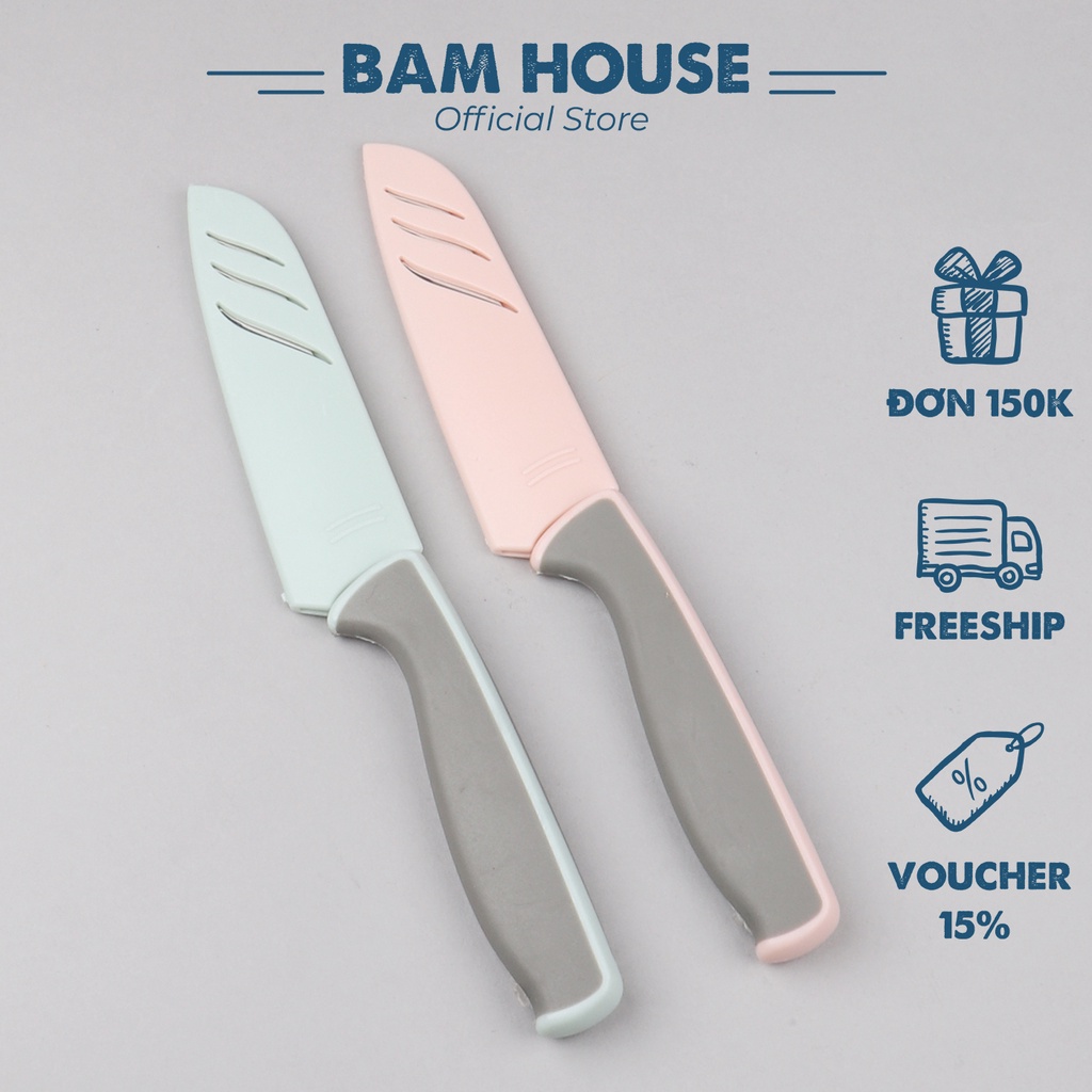 Dao Bếp Inox Bam House Cán Cao Su Và Có Vỏ Bảo Vệ Cao Cấp Dbv03