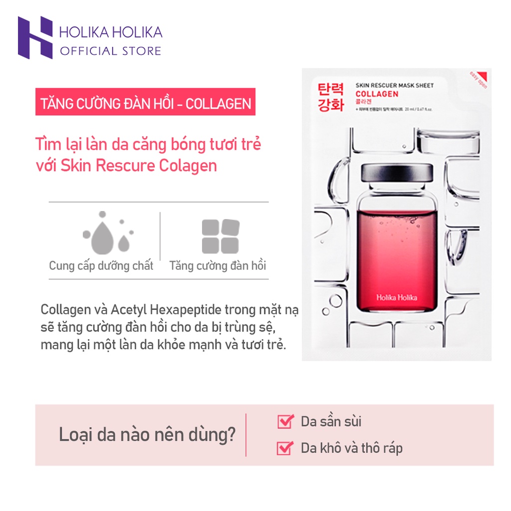 Mặt nạ giấy HOLIKA HOLIKA dưỡng da cấp ẩm tăng cường collagen giúp trắng da 20ml