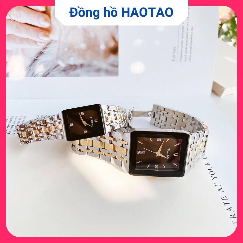 Đồng hồ đôi Bulova đồng hồ cặp mặt vuông sang trọng HAOTAO DHD1