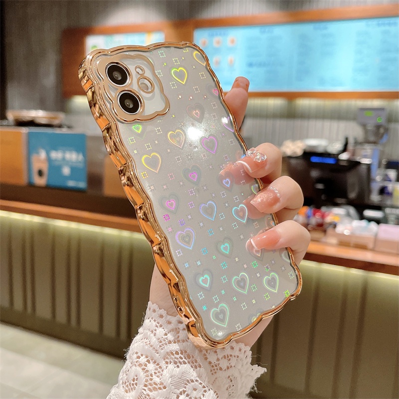 Ốp Điện Thoại Mềm Ánh Laser Hình Trái Tim Chống Sốc Chống Rơi Sang Trọng Cho I-phone 7p X Xs Xr Xsmax 11 12 13 Pro Max