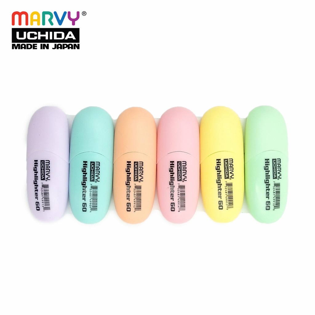 Set 6 Bút Dạ Quang Marvy 60 Pastel HL60P-6V ngọt ngào