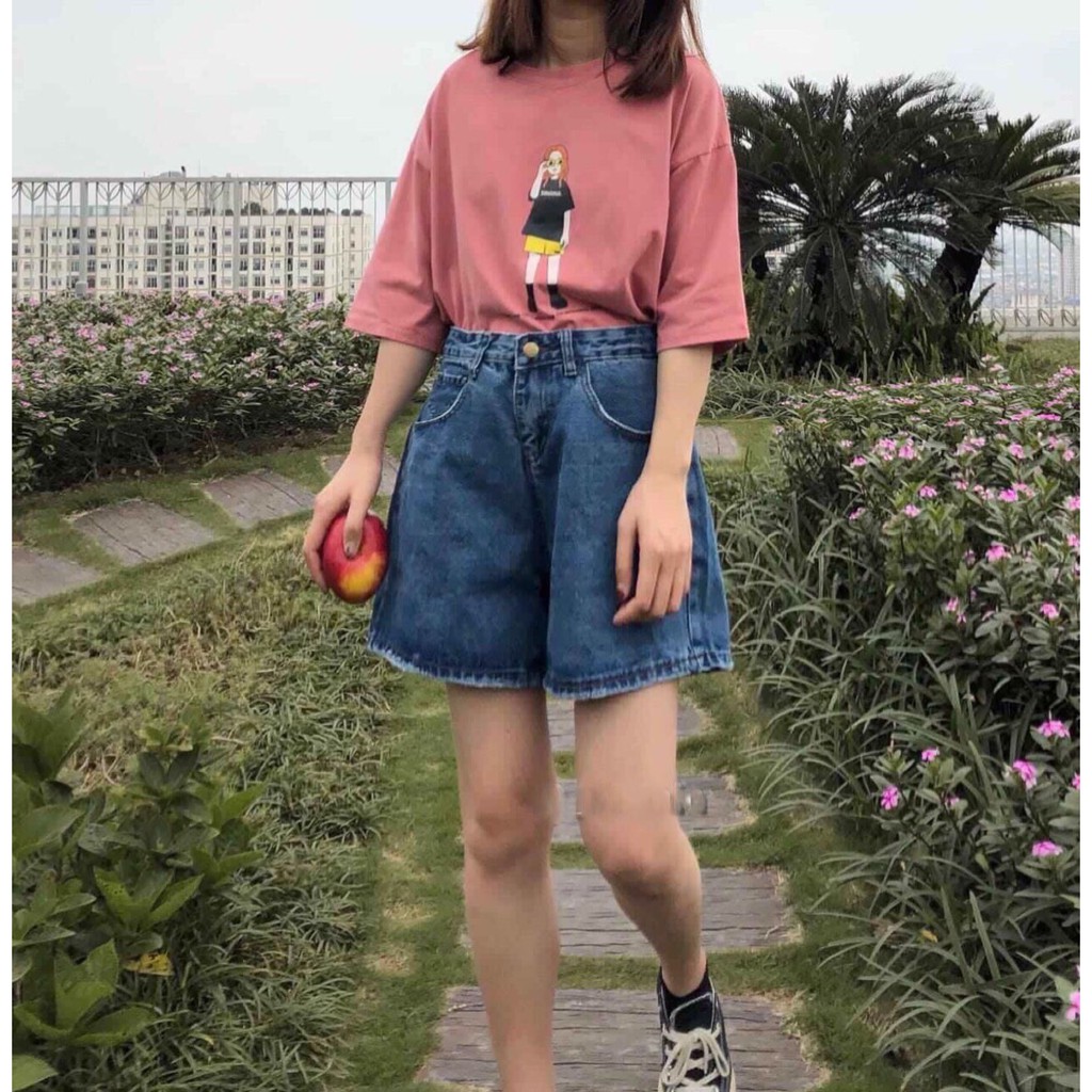 Quần short jean lửng Basic 33, sớ jeans xịn đẹp, quần đùi bò ngố rin trơn đơn giản, denim xanh đậm tối màu Ulzzang ôm