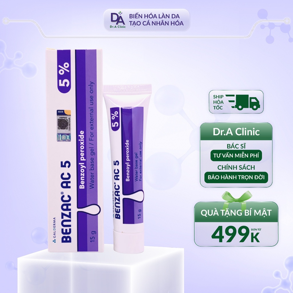 Chấm Mụn Benzac Benzoyl Peroxide (BPO) 2.5% và 5% Dr.A giúp xẹp mụn cấp tốc, giảm viêm sưng đỏ nhanh gọn