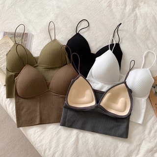 [Ảnh thật] Áo bra gân có mút xẻ V summer